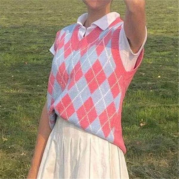 

women's vests woman sweaters sweet cute pink knit vest, Black;white