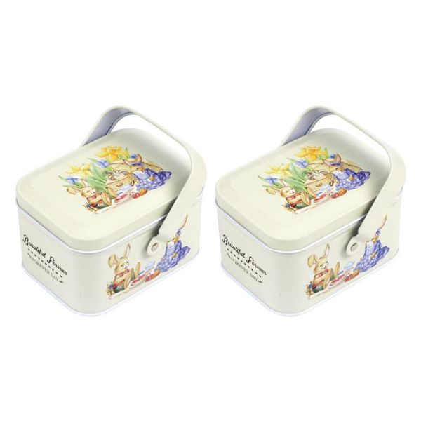 

2 pcs easter candy box iron candy storage container biscuit storage holder