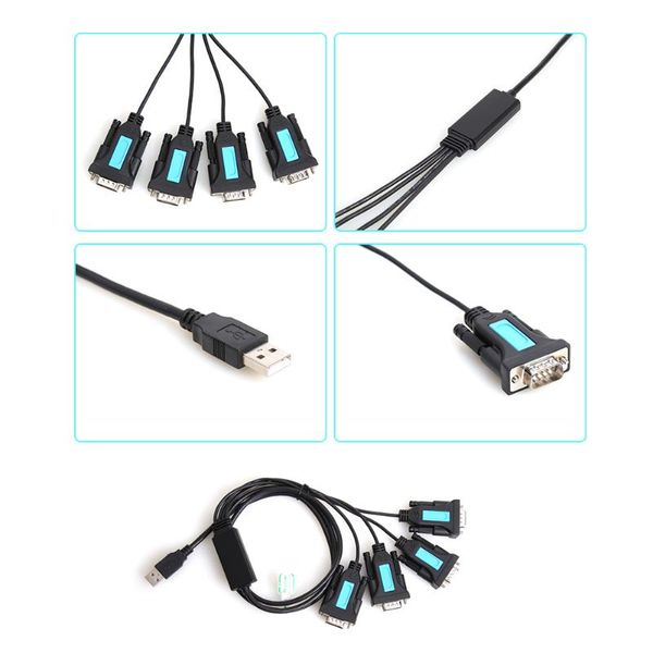

4 port usb to rs232 db9 serial adapter pc notebook windows accessories male a converter cable with pl2303 chip