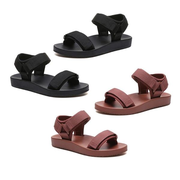 

sandals womens summer sports rubber flat bottom outdoor hiking light weight solid color shoes beach casual non-slip slippers wit, Black
