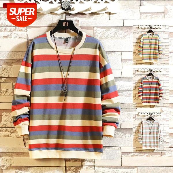 

striped korean style men sweaters fashion 2020 autumn new men's sweatshirts man streetwear casual pullovers #is2e, White;black