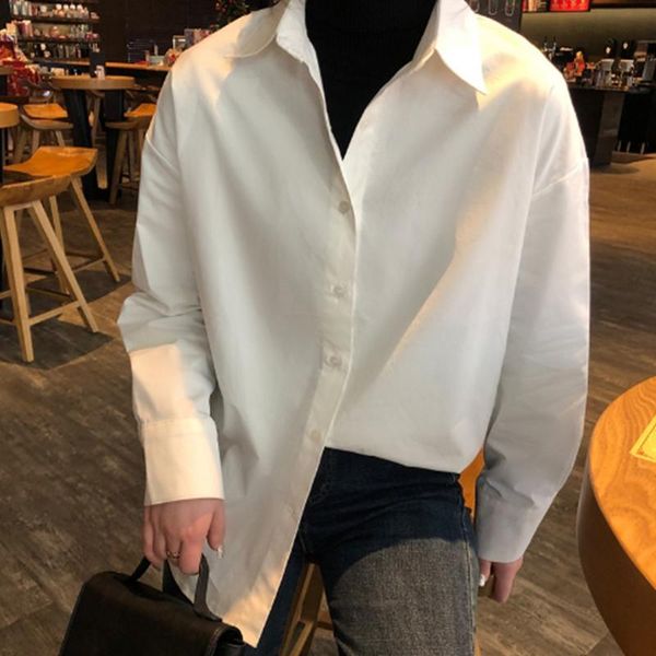 

2021 spring summer new women white shirt long sleeve fashion casual loose shirts female streetwear blouse oversize