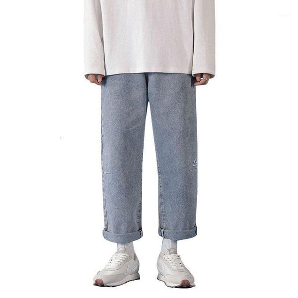 

fashion jeans men loose autumn and winter 2021 straight trend wide leg versatile denim pants men's, Blue