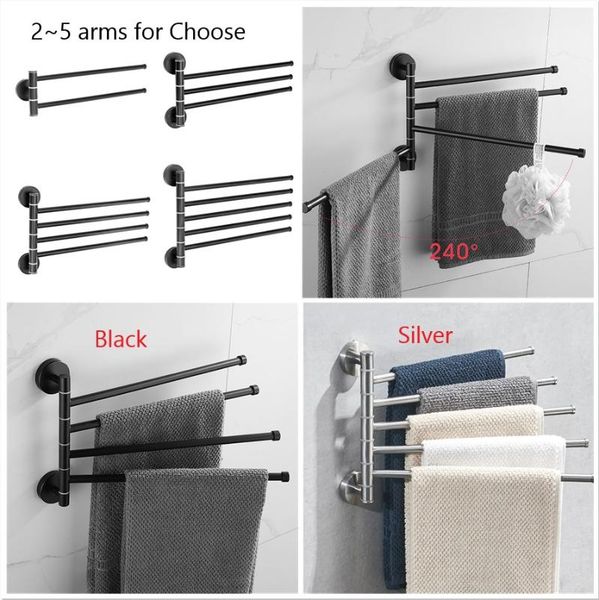 

towel racks european space aluminium rack 5/4/3/2 arms hanging w/ hooks bathroom movable bars products