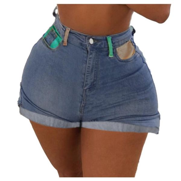 

women's shorts women casual denim plus size zipper elastic high waist band slim streetwear lady fashion summer, White;black