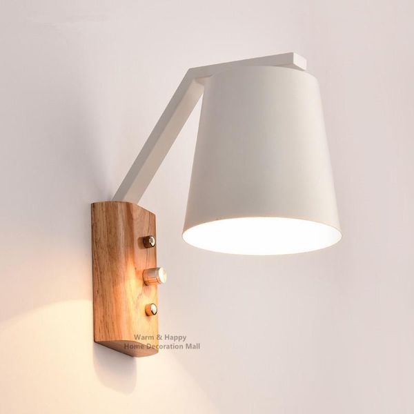 

nordic modern wooden wall sconces black white led wall lamp lights for home lighting fixtures with switch aplik lampara pared