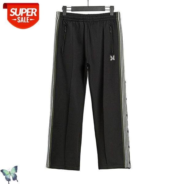 

autumn winter awge butterfly embroidery sweatpants men women loose cotton awge striped vintage sweat trousers #yd6w, Black