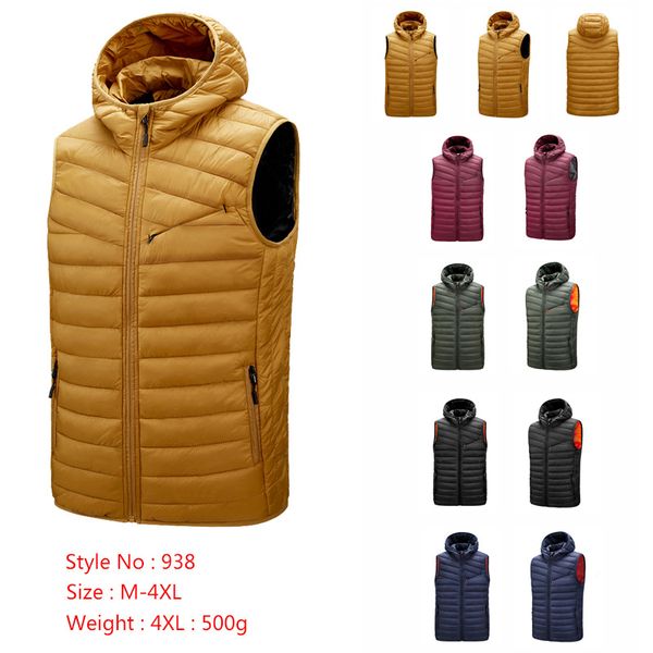 

new autumn and winter cotton jacket men's hooded vest men's light cotton jacket men's ribs, Black;white