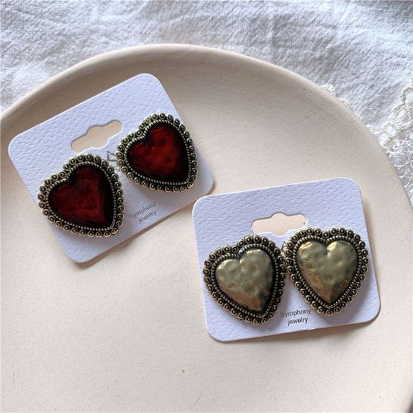 

hbp old fashioned bronze nostalgic love s925 silver needle personality fashion versatile temperament luxury earrings