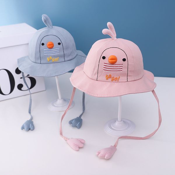 

three dimensional baby duck basin hat spring new children's hat wide brim sunscreen cartoon fisherman hat 1-3 years old, Yellow