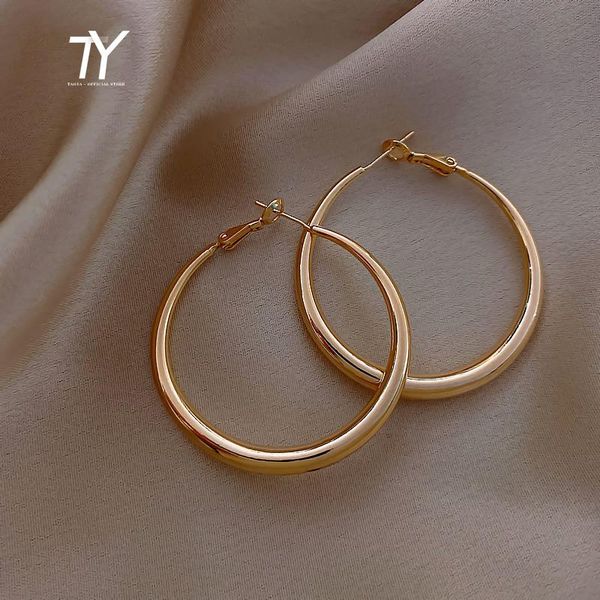

hoop & huggie 2021 fashion hip-hop metal circle earrings for woman temperament korean jewelry christmas party girl's unusual, Golden;silver