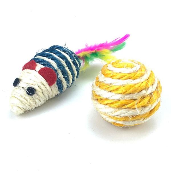 

cat toys pet sisal weave toy mouse teaser bell sound ball interactive play kitten chew for suit vk3q