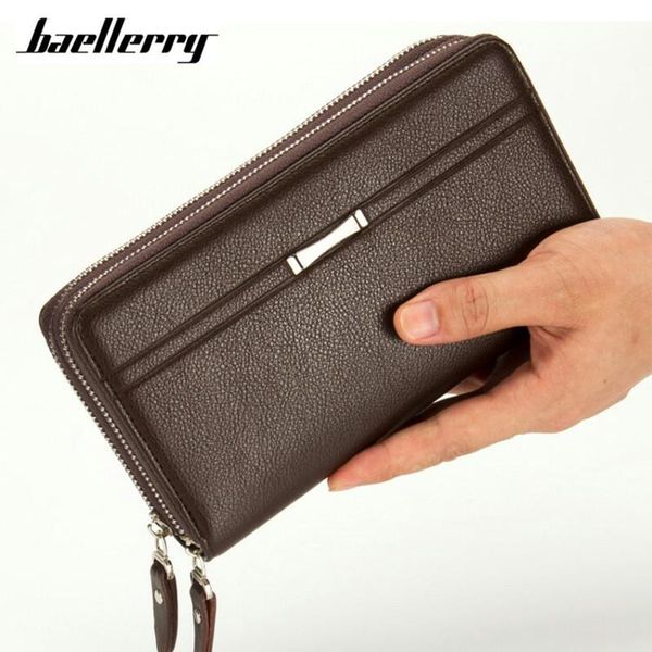

wallets baellerry business long men pu leather clutch purse handy bag carteira masculina black double zipper large wallet, Red;black