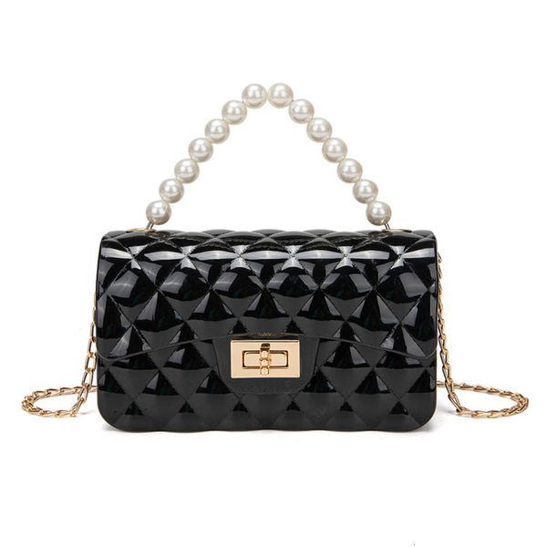 

women's 2021 new pvc pearl hand-held jelly chain strap one shoulder slanting bag