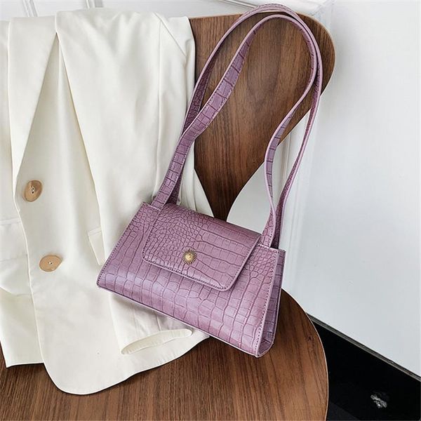 

shoulder bags fashion bag for women purple youth lady handbag small 2021 simple female daily luxury stone pattern wild