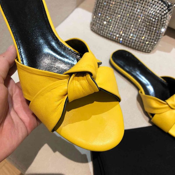 

80% off shoes new women shoes summer casual simplicity fashion genuine leather slippers butterfly knot solid zapatos de mujer, Black