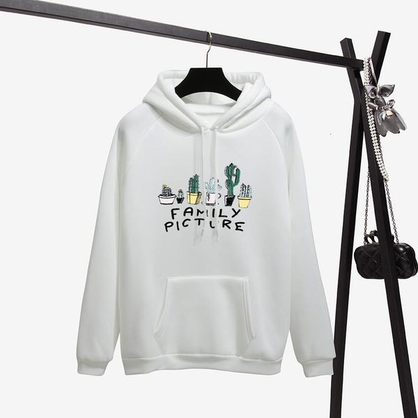 

autumn winter kawaii cactus family print hooded female long sleeve fashion harajuku women hoodies sweatshirts pullovers, Black