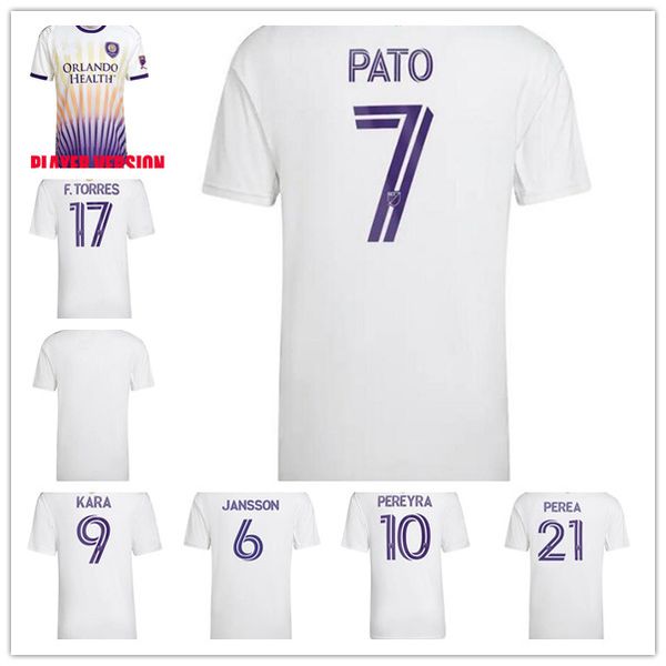 

player version orlando city sc soccer jersey 2022 2023 #10 pereyra #7 pato #17 nani football shirt #9 mueller #18 dike maillots uniform, Black;yellow