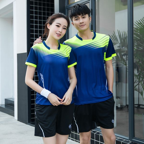 

tracksuits jerseys sweat absorbing quick drying badminton suit men's and women's lovers' round neck short sleeve sportswear s, Gray