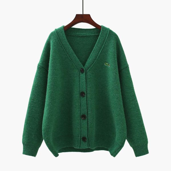 

v-neck embroidered sweater cardigan women's 2021 new autumn and winter loose jacket, White;black