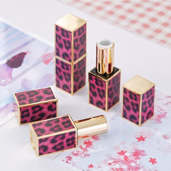 

wholesale 12.mm lipstick bottles container leopard tubes lipgloss lip glaze magnetic snap packing storage & jars