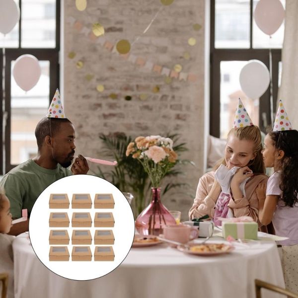 

gift wrap 1 set 12pcs kraft paper cake boxes dessert muffin packing with window
