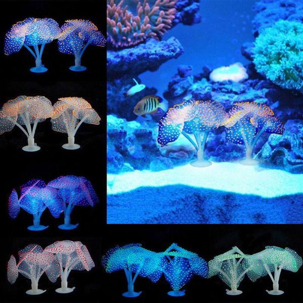 

decorations aquarium fluorescent luminous coral fish tank landscape creative decor usb jellyfish soft silicone shell decoration supply