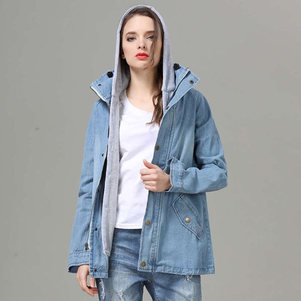 

2021oversized women's mm autumn jeans coat loose and thin windbreaker two piece fat vest, Black;brown