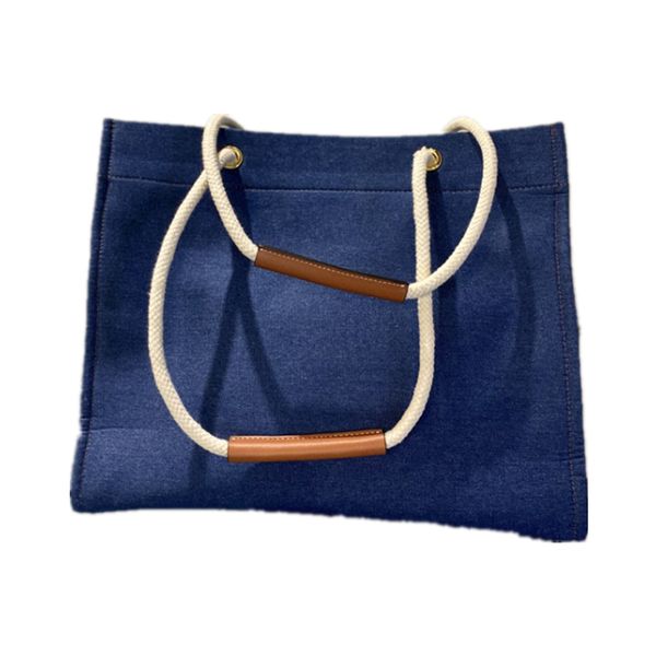 

celin blue canvas tote french summer collection bag big brand designer pp handbag simple tow strips shoulder bags large capacity pack crossb