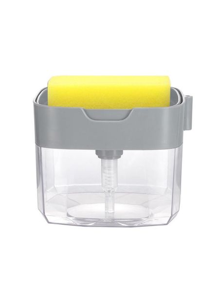 

liquid soap dispenser 2 in 1 pump and sponge holder manual press caddy with washing