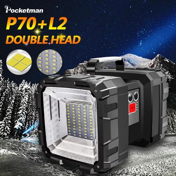 

new arrival double head led work light super bright flood lamp usb rechargeable searchlight outdoor emergency light