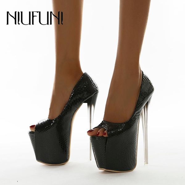 

platform sandals milan style plus size 42 women peep toe stiletto ultra 19cm high heels model wedding shoes for women pumps, Black