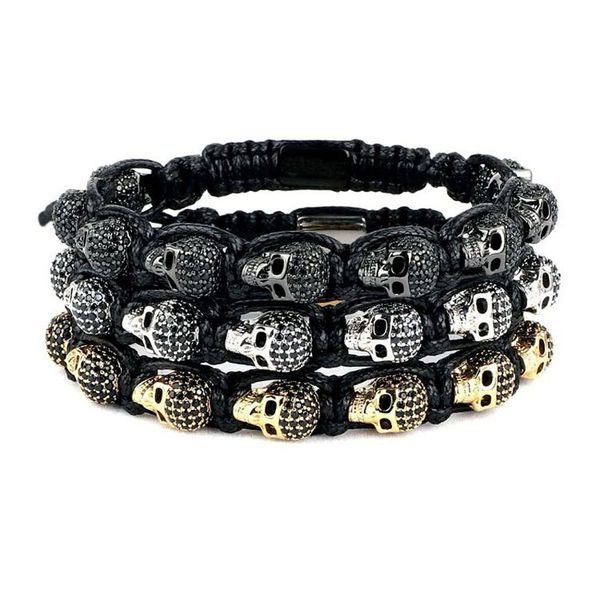 

luxury men fashion black cz braided macrame men's jewelry bangle bracelet