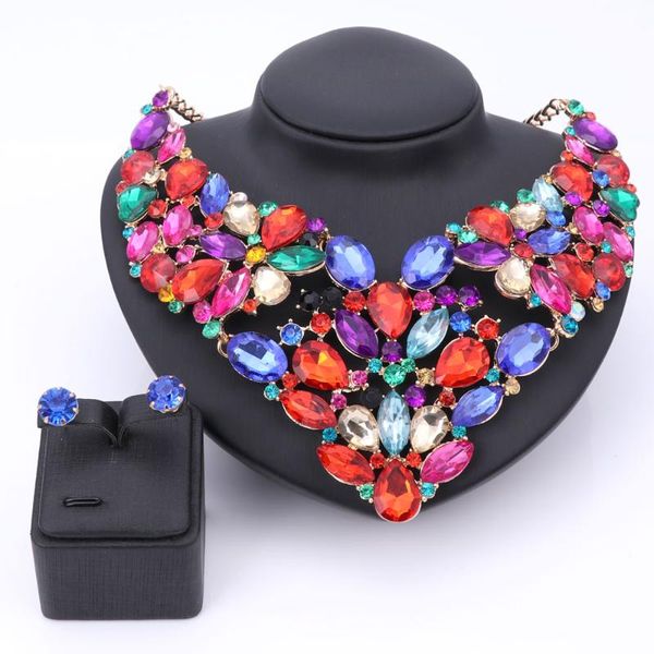 

earrings & necklace luxury wedding bridal accessories statement jewelry sets for women rhinestones crystal holiday party, Silver