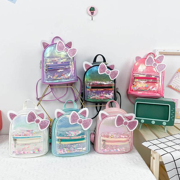 

girls backpacks kids school bags clear sequin leather book backpack cartoon fashion children accessories b6897