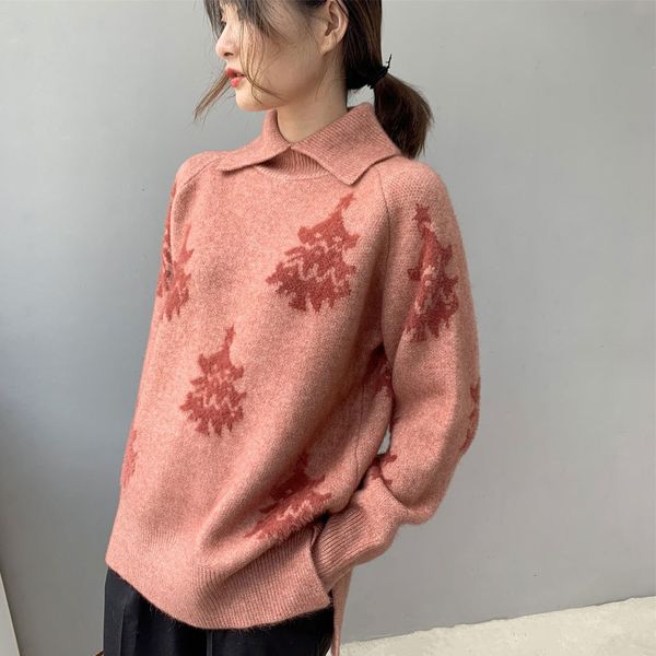 

2021 pull femme nouveaute sweet knitted thicken sleeve sweater women pullovers tree 1p8j, White