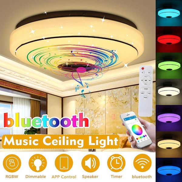 

ceiling lights 100w dimmable rgbw led music light with bluetooth speaker cellphone app control color changing flush mount fixture