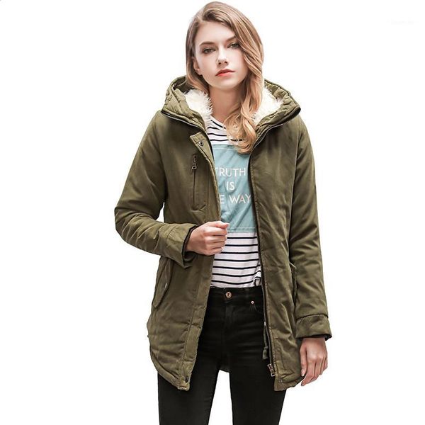 

thickened women parkas cotton winter coats with a hood warm female lambs wool jacket fashion wadded coat dovetail slim jackets1, Black