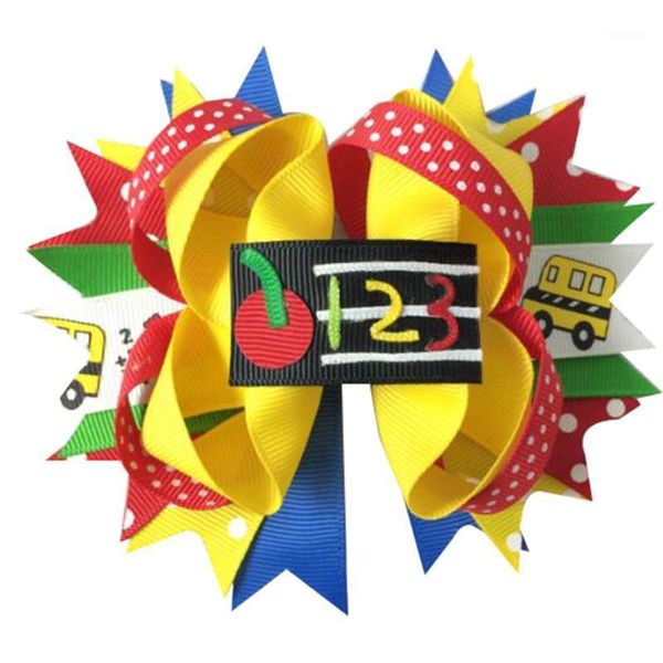 

hair accessories 10pcs 6inch stacked letter school girls bow with clip hairpins polka dot layered ribbon hairbow accessories1, Slivery;white