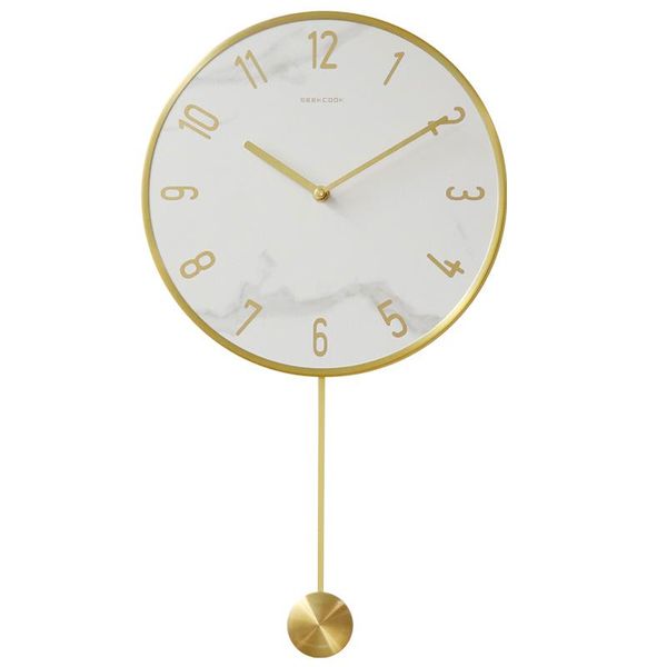 

pendulum nordic gold wall clock mute luxury clock swing simple modern wall watch round living room kitchen home decoration w6c