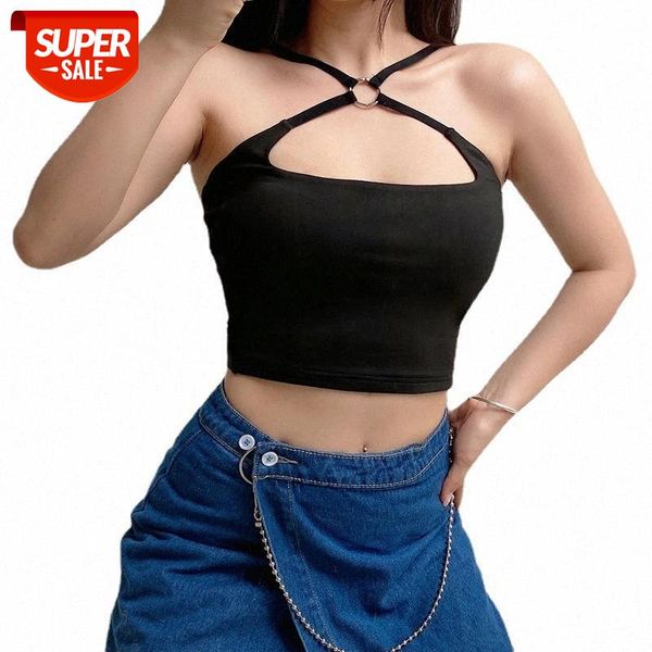 

2021 summer fashion women's black camis tank lady clubwear strappy ring bandage wdc6695 #s16g, White