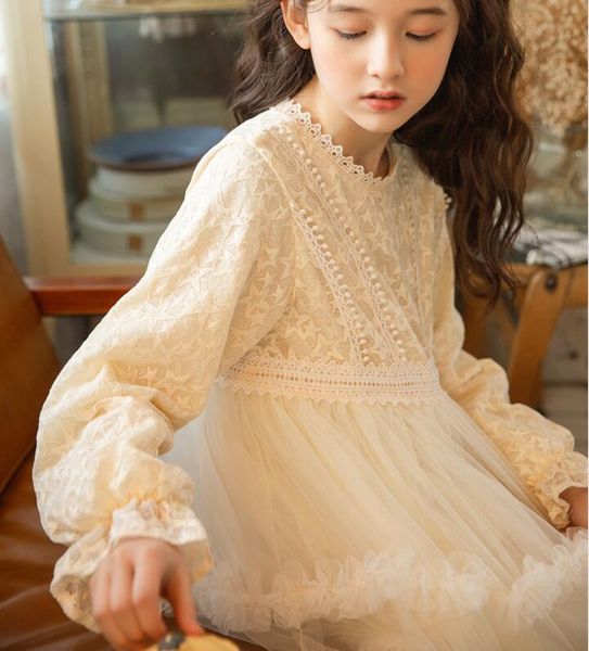 

girl's dresses valentines day 0utfit gilrs 2021 spring lace flowers kids party fashion elegant princess dress 6 8 10 12, Red;yellow