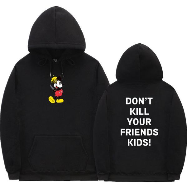 

2021 new xxxtentacion rapper micky don't kill your friend's kids fashion casual print hoodies sweatshirt hoodie men woman 64q4, Black