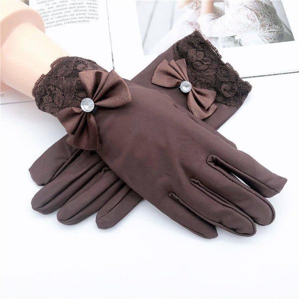 

five fingers gloves 1pair women sunscreen summer spring spandex anti-uv short driving high elastic thin etiquette, Blue;gray