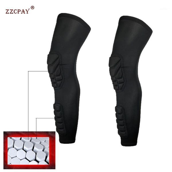 

elbow & knee pads profession football shin guards protector soccer honeycomb anti-crash leg calf compression cover cycling running sport pad, Black;gray