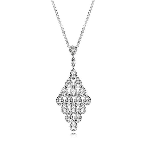 

new 2021 100% 925 sterling silver cascading glamour necklace fit diy original fshion jewelry gift 111