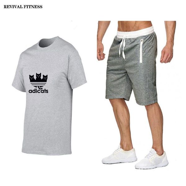 

men's t-shirts summer sets t shirts+pants two pieces casual tracksuit male 2021 fashion tshirt adicats tee set, White;black