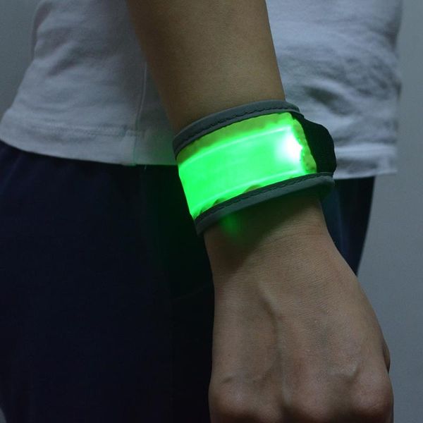 

wrist support 2pcs night running led armband wristbands outdoor cycling jogging arm strap bike safety light reflective belt warning wristban, Black;red