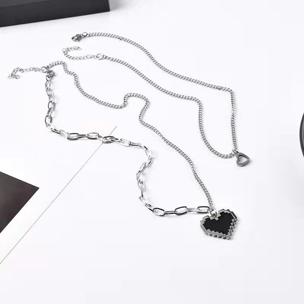 

fashion simplicity dual-chains necklace the jewel girl set heart couple's gift designer jewelry 8-karat n457, Silver