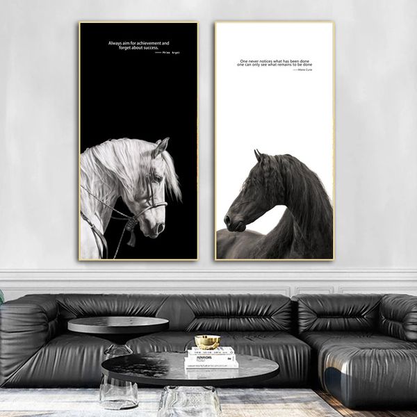 Nordic Poster Horse Poster e stampe in bianco e nero Lettere Dipinti sul muro Per la decorazione minimalista del soggiorno